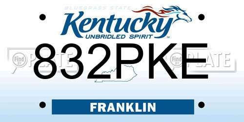 832PKE Kentucky License Plate