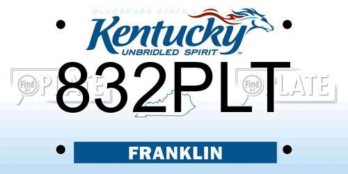 832PLT Kentucky License Plate