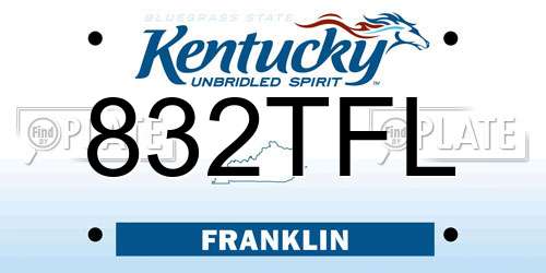 832TFL Kentucky License Plate