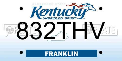 832THV Kentucky License Plate