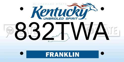 832TWA Kentucky License Plate