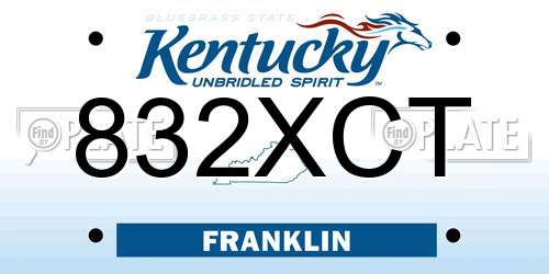 832XCT Kentucky License Plate