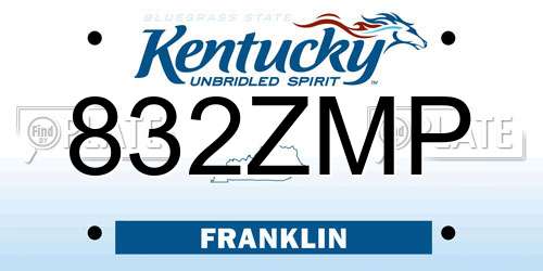 832ZMP Kentucky License Plate
