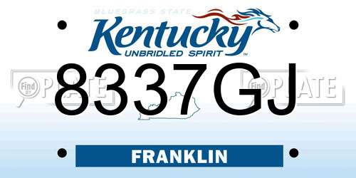 8337GJ Kentucky License Plate