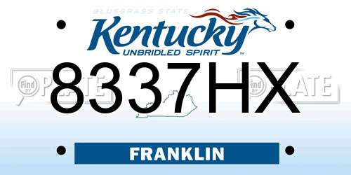 8337HX Kentucky License Plate
