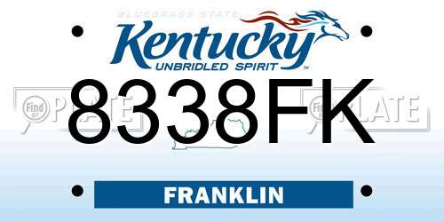 8338FK Kentucky License Plate