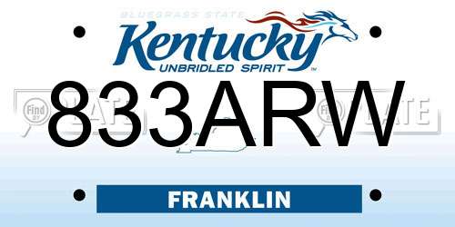 833ARW Kentucky License Plate