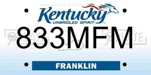 833MFM Kentucky License Plate