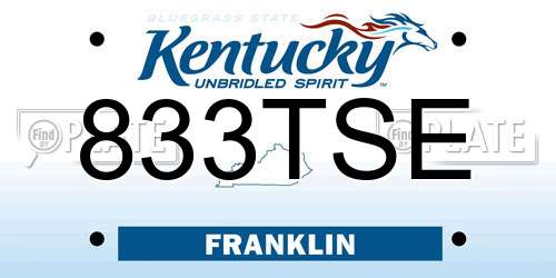 833TSE Kentucky License Plate