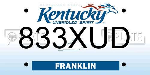 833XUD Kentucky License Plate