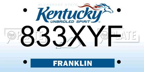 833XYF Kentucky License Plate