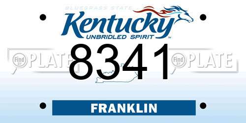 8341 Kentucky License Plate