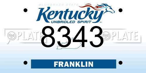 8343 Kentucky License Plate