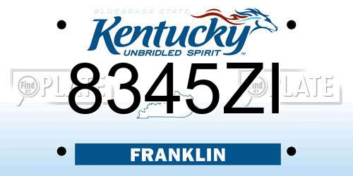 8345ZI Kentucky License Plate