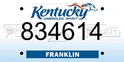 834614 Kentucky License Plate