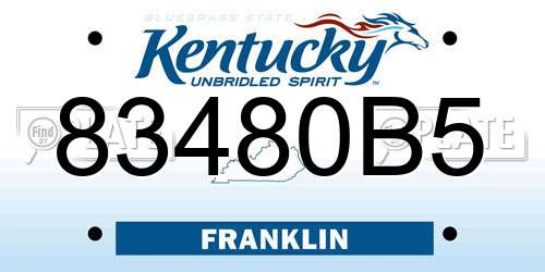 83480B5 Kentucky License Plate