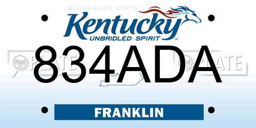 834ADA Kentucky License Plate