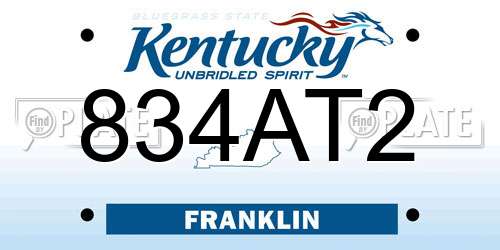 834AT2 Kentucky License Plate