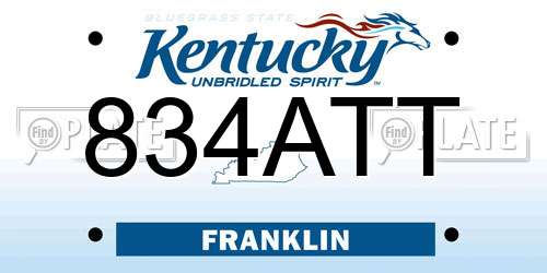 834ATT Kentucky License Plate