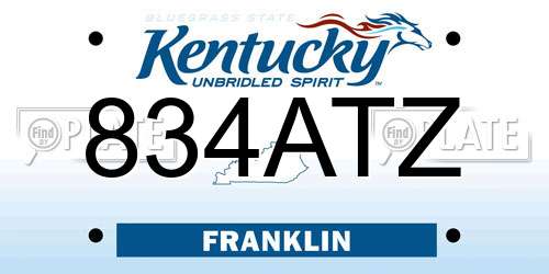 834ATZ Kentucky License Plate