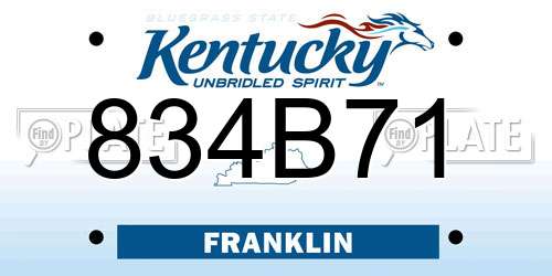 834B71 Kentucky License Plate