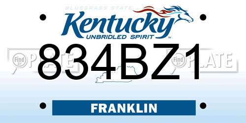 834BZ1 Kentucky License Plate