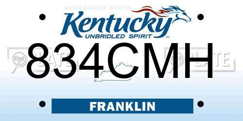 834CMH Kentucky License Plate