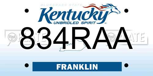 834RAA Kentucky License Plate