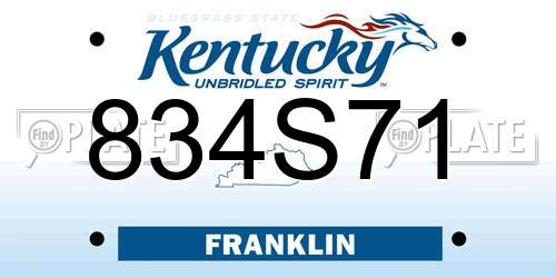 834S71 Kentucky License Plate