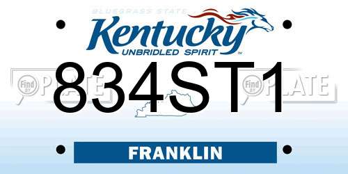 834ST1 Kentucky License Plate