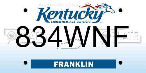 834WNF Kentucky License Plate
