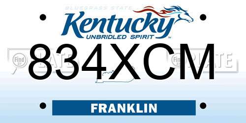 834XCM Kentucky License Plate