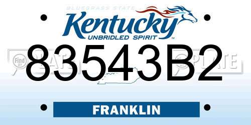 83543B2 Kentucky License Plate