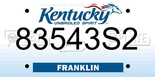 83543S2 Kentucky License Plate
