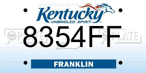 8354FF Kentucky License Plate