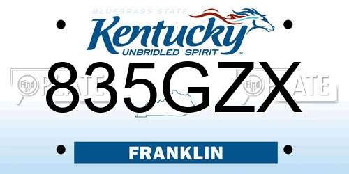 835GZX Kentucky License Plate