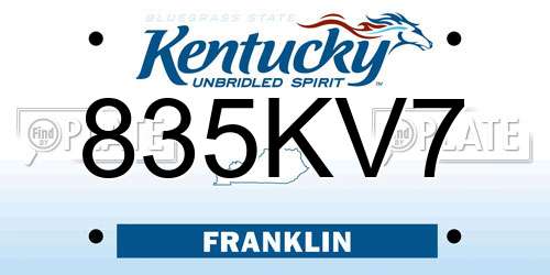 835KV7 Kentucky License Plate
