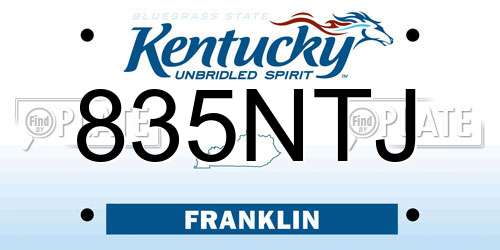 835NTJ Kentucky License Plate