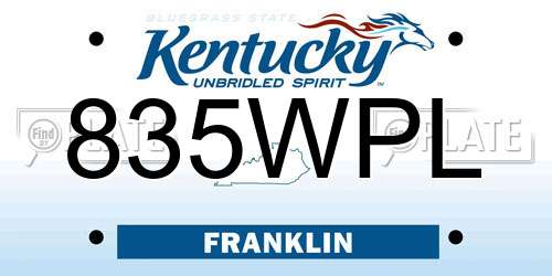 835WPL Kentucky License Plate
