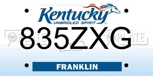 835ZXG Kentucky License Plate