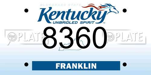 8360 Kentucky License Plate