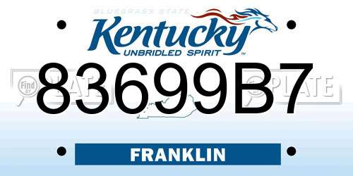 83699B7 Kentucky License Plate