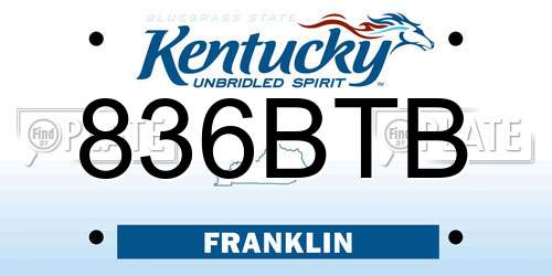 836BTB Kentucky License Plate