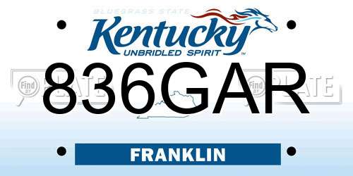 836GAR Kentucky License Plate