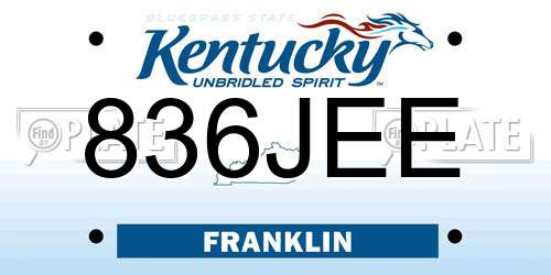 836JEE Kentucky License Plate