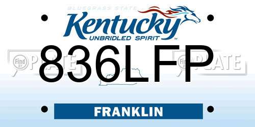836LFP Kentucky License Plate