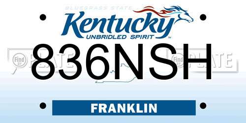 836NSH Kentucky License Plate