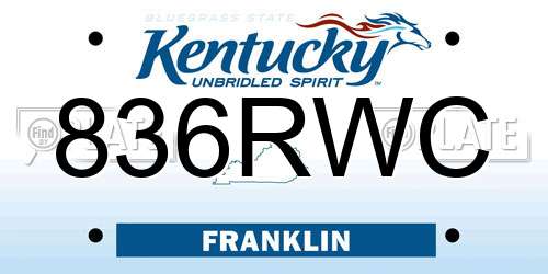836RWC Kentucky License Plate