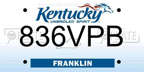 836VPB Kentucky License Plate