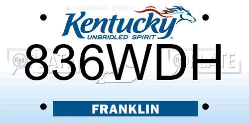 836WDH Kentucky License Plate
